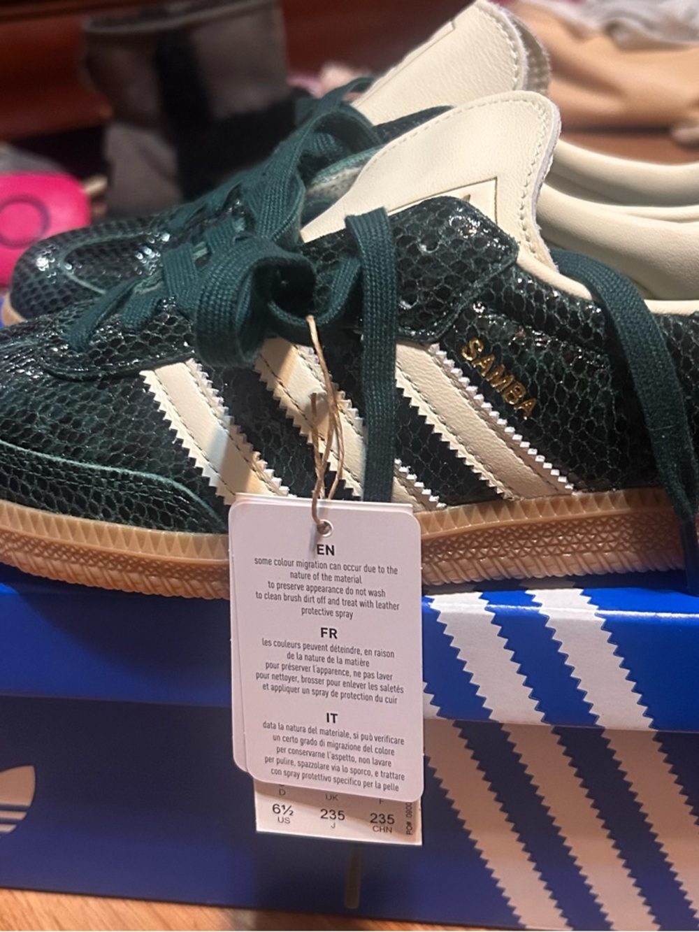 adidas Samba Sneakers in Dark Green and Off-White - Picture 2 of 4